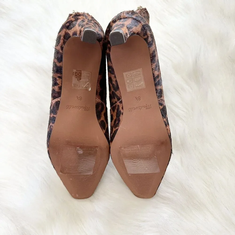 NWOB Madewell The Dimes Kitten-Heel Boot in Dark Carob Multi Animal Print Sz 8.5